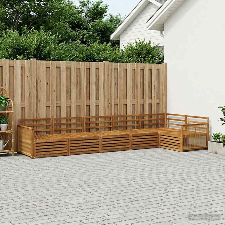 Udendørs sofagruppe 6 pcs Naturfarvet Massivt Akacietræ