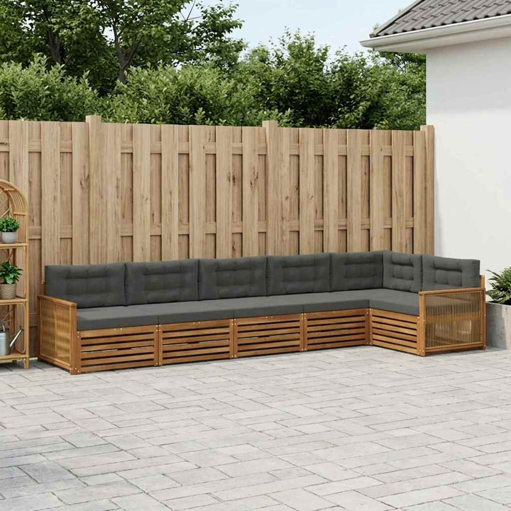 Udendørs sofagruppe med pude 6 pcs Naturlig og Antracit