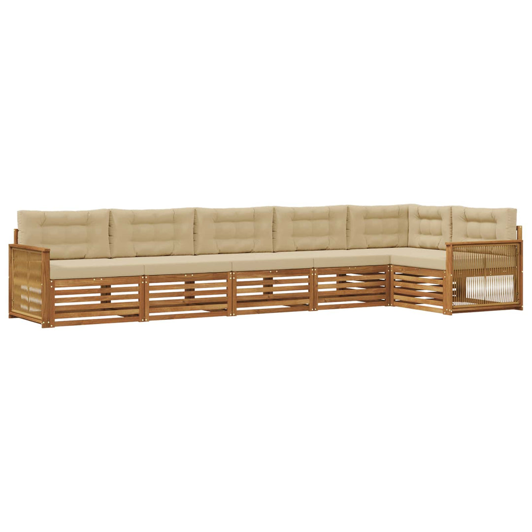 Udendørs sofagruppe med pude 6 pcs Naturlig og Beige