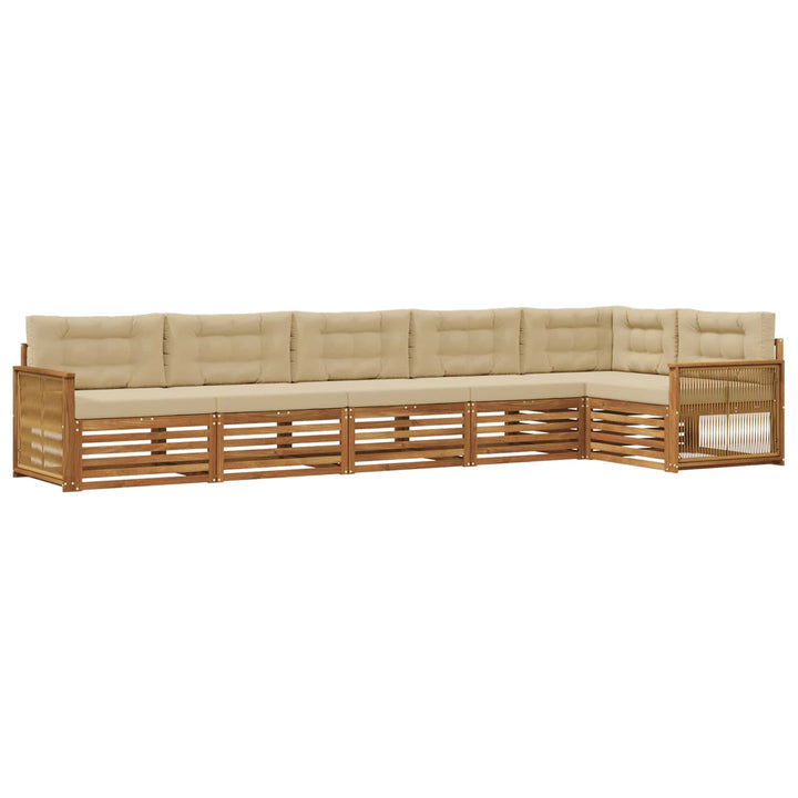 Udendørs sofagruppe med pude 6 pcs Naturlig og Beige