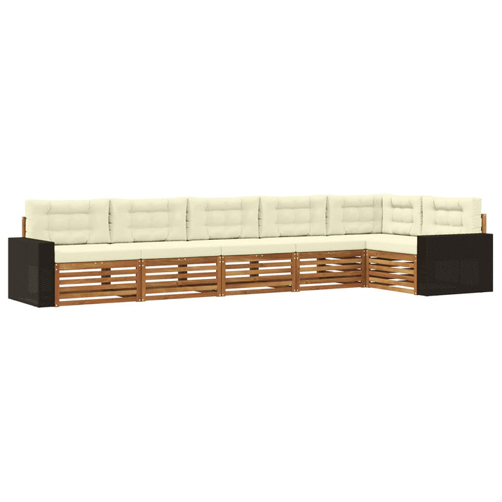 Udendørs sofagruppe 6 pcs Naturlig og Fløde 402 x 172,5 x 73 cm