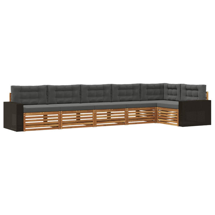 Udendørs sofagruppe 6 pcs Naturlig og Antracit