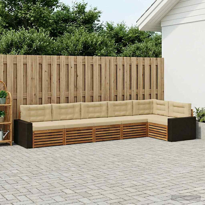 Udendørs sofagruppe 6 pcs Naturlig og Beige 402 x 172,5 x 73 cm