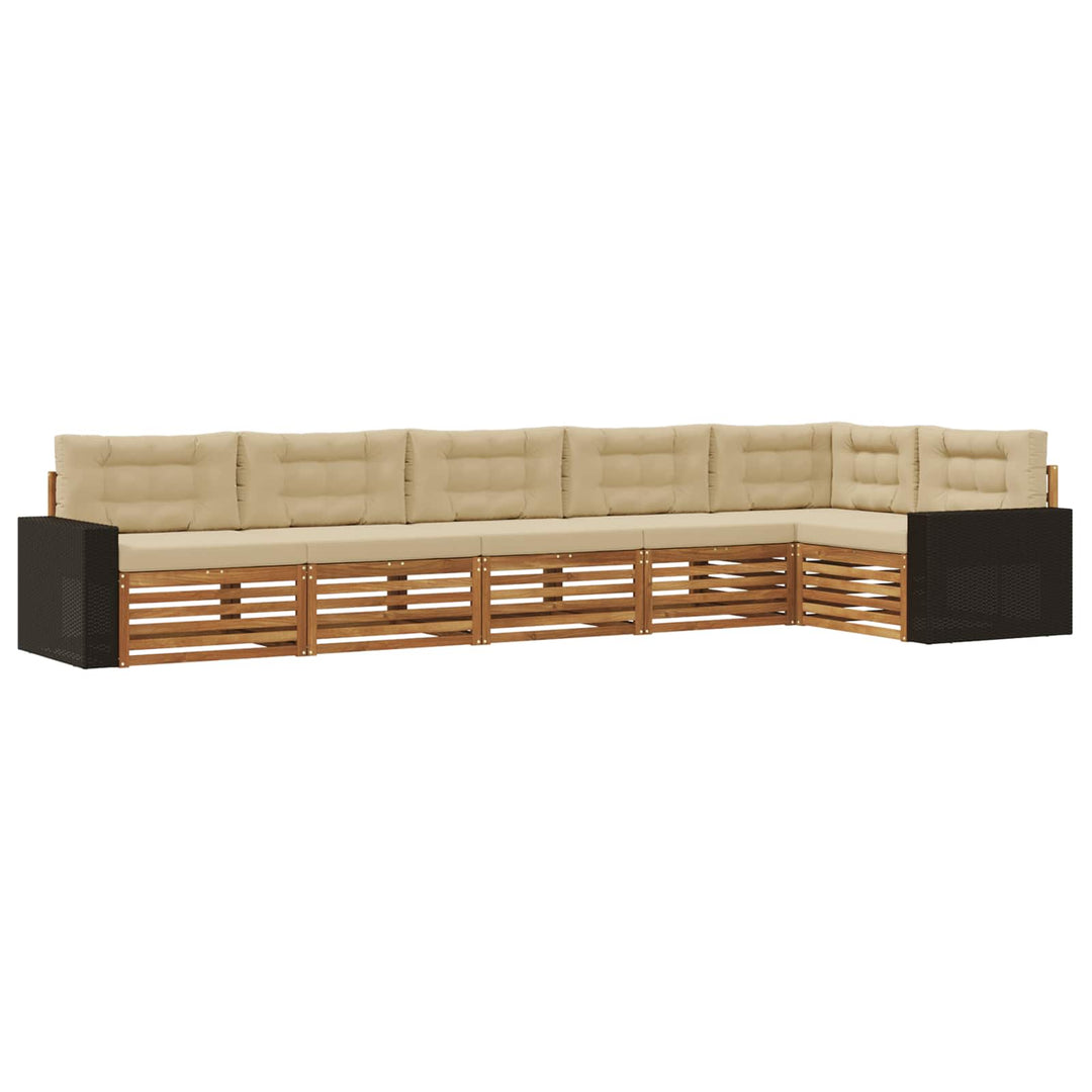 Udendørs sofagruppe 6 pcs Naturlig og Beige 402 x 172,5 x 73 cm