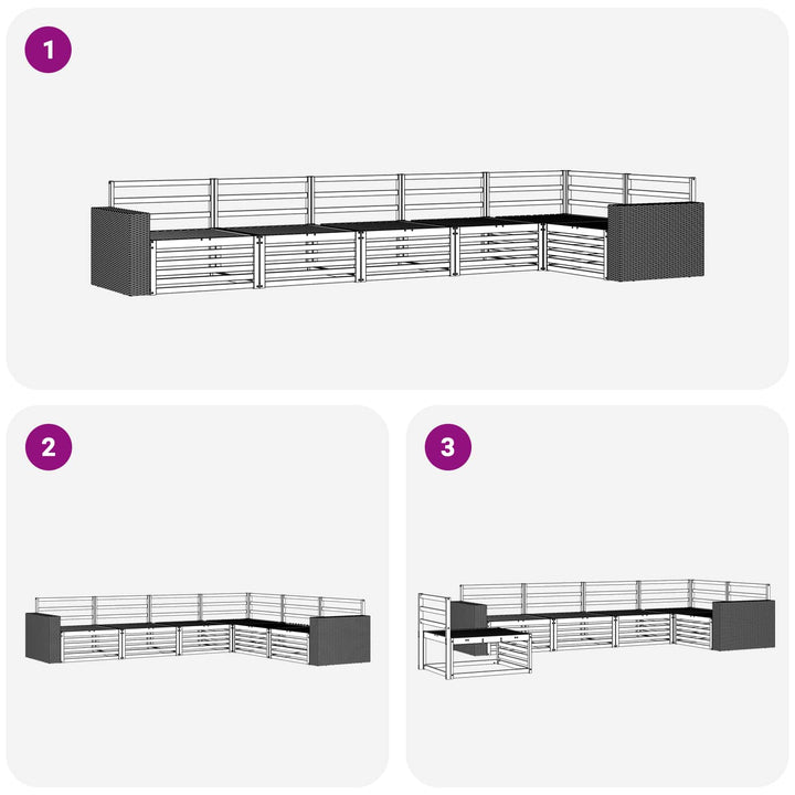 Udendørs sofagruppe 6 pcs Naturfarvet 402 x 172,5 x 73 cm