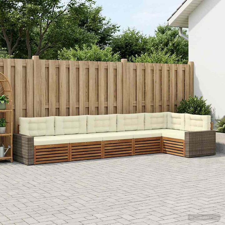 Udendørs sofagruppe 6 pcs Naturlig og Fløde 402 x 172,5 x 73 cm