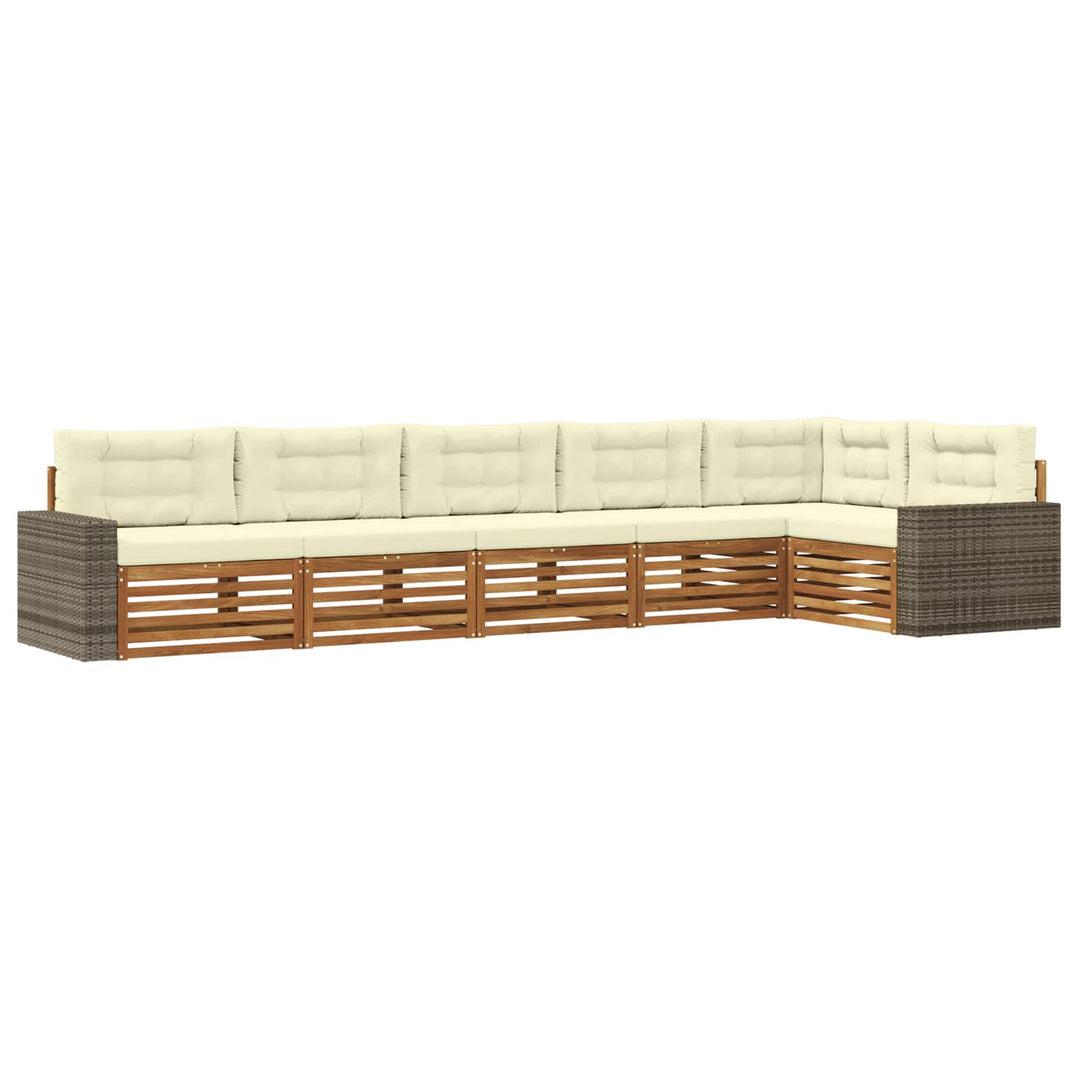 Udendørs sofagruppe 6 pcs Naturlig og Fløde 402 x 172,5 x 73 cm