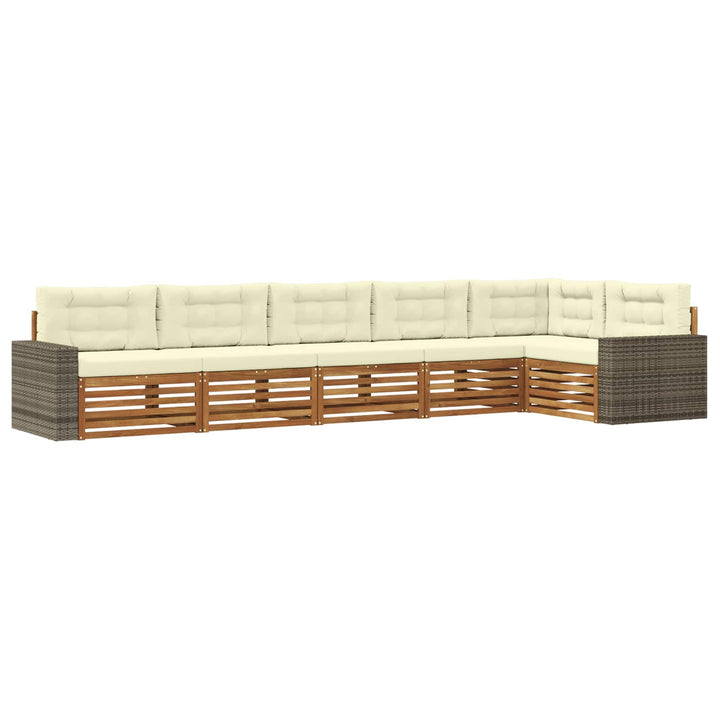 Udendørs sofagruppe 6 pcs Naturlig og Fløde 402 x 172,5 x 73 cm