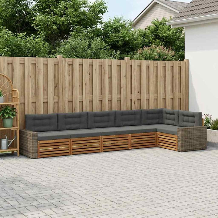 Udendørs sofagruppe 6 pcs Naturlig og Antracit