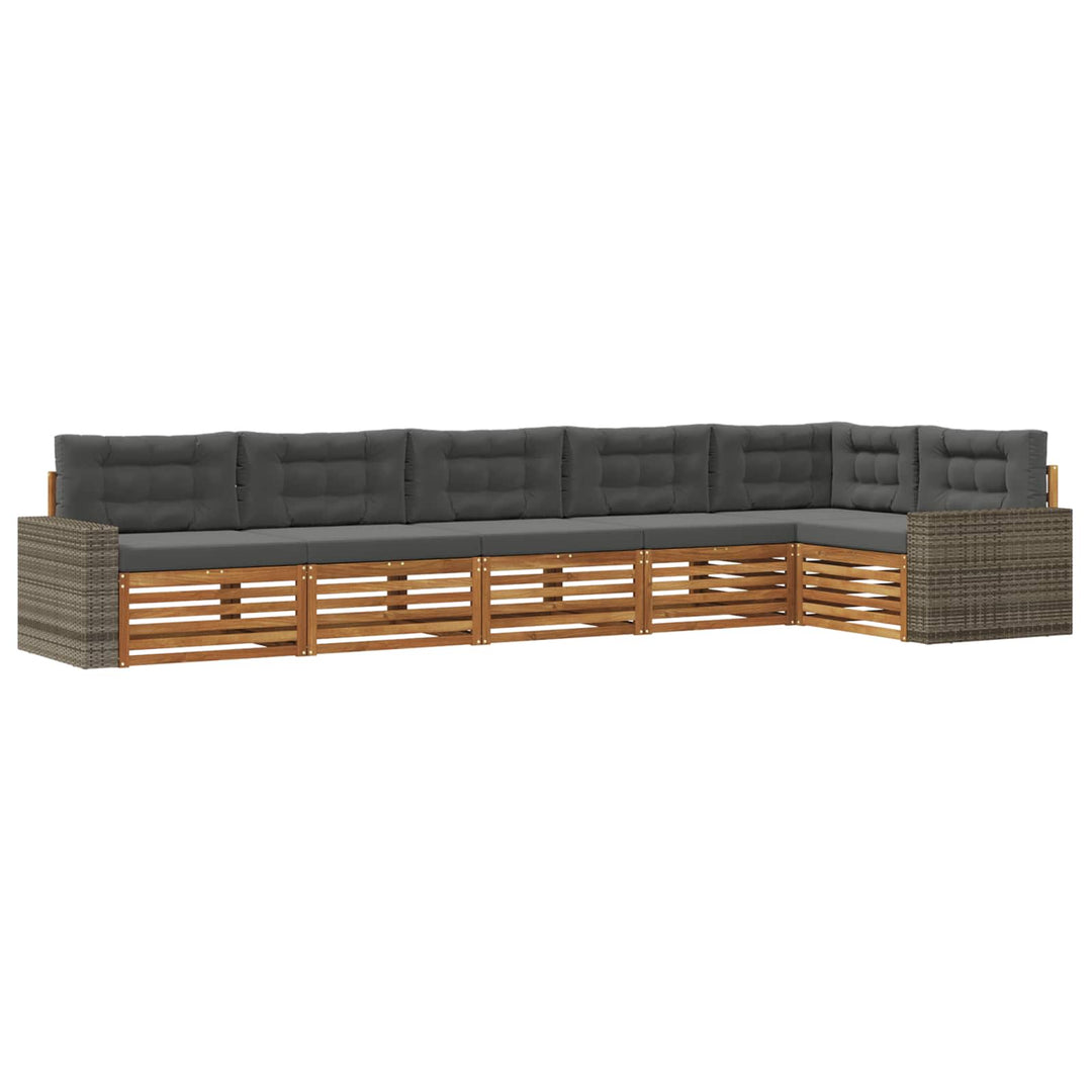 Udendørs sofagruppe 6 pcs Naturlig og Antracit