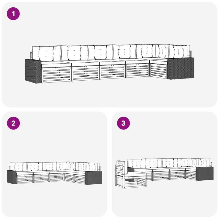 Udendørs sofagruppe 6 pcs Naturlig og Antracit