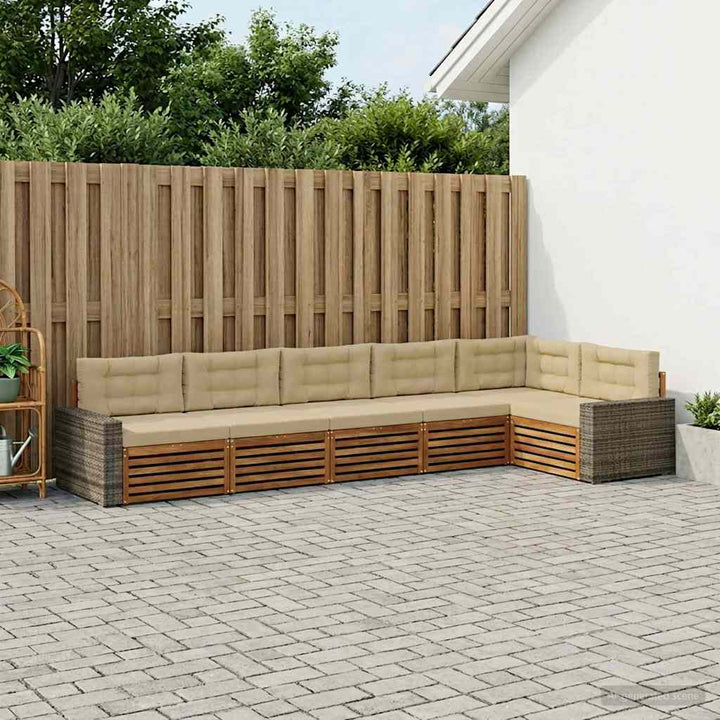 Udendørs sofagruppe 6 pcs Naturlig og Beige 402 x 172,5 x 73 cm