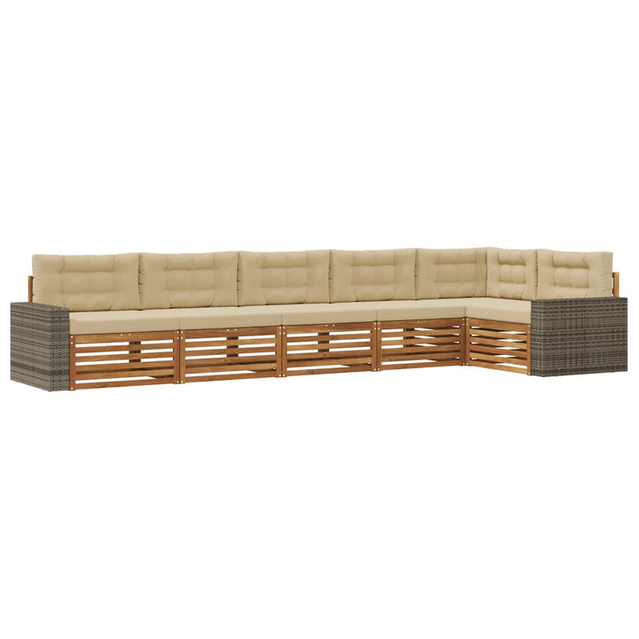 Udendørs sofagruppe 6 pcs Naturlig og Beige 402 x 172,5 x 73 cm