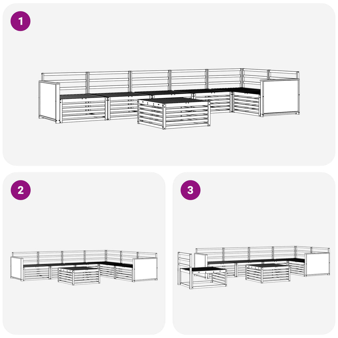 Udendørs sofagruppe 7 pcs Naturfarvet 79 x 79 x 37 cm