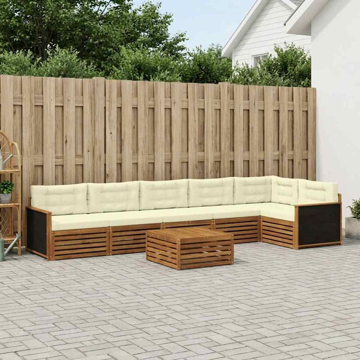 Udendørs sofagruppe 7 pcs Naturlig og Fløde 79 x 79 x 37 cm