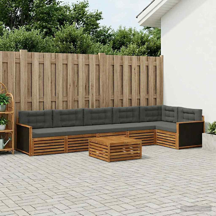 Udendørs sofagruppe 7 pcs Naturlig og Antracit 79 x 79 x 37 cm