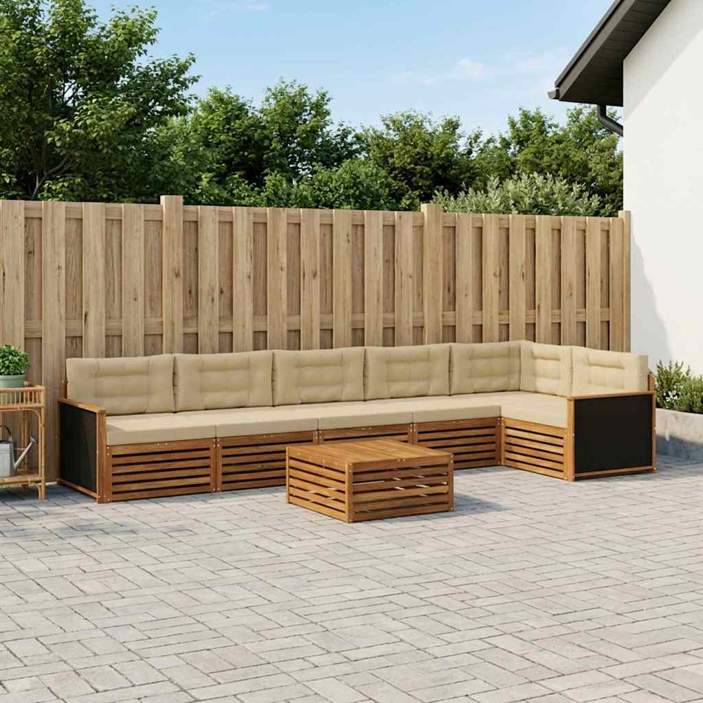 Udendørs sofagruppe 7 pcs Naturlig og Beige 79 x 79 x 37 cm