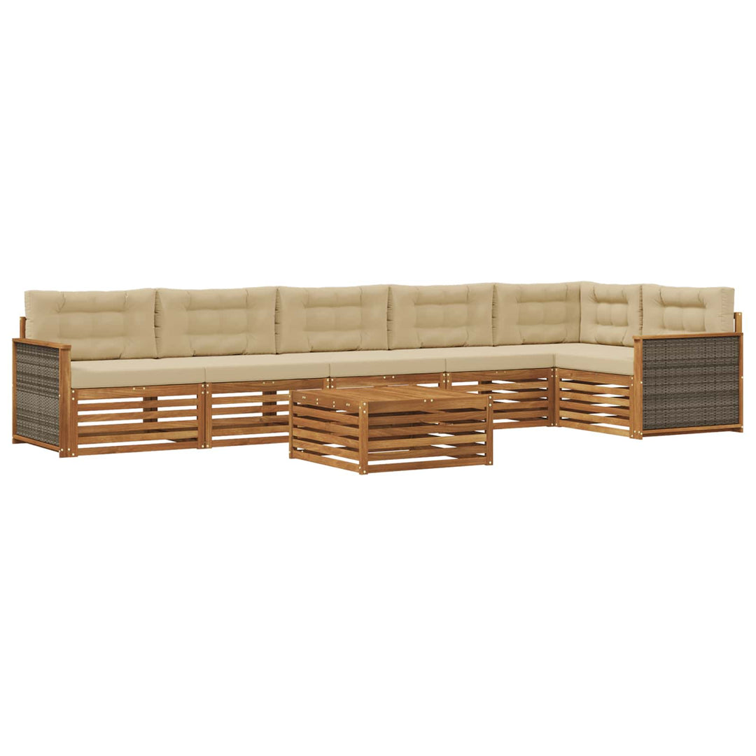 Udendørs sofagruppe med pude 7 pcs Naturlig og Beige