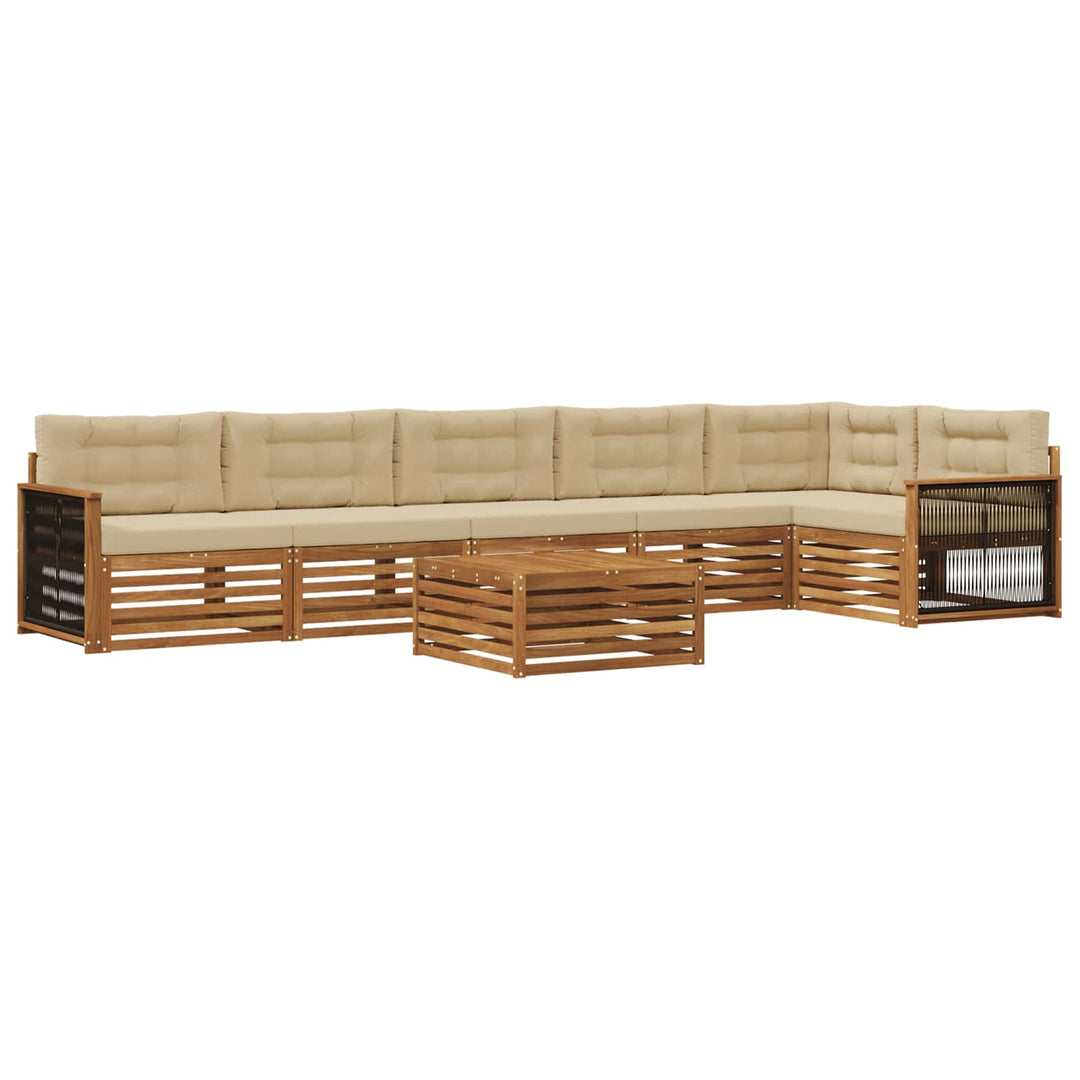 Udendørs sofagruppe med pude 7 pcs Naturlig og Beige