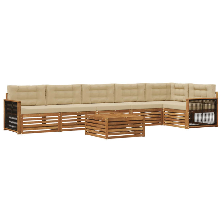 Udendørs sofagruppe med pude 7 pcs Naturlig og Beige