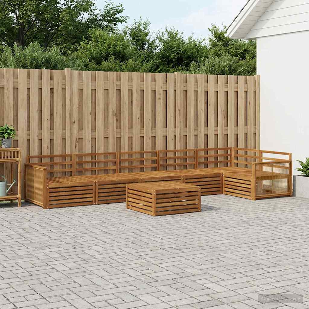 Udendørs sofagruppe 7 pcs Naturfarvet Massivt Akacietræ