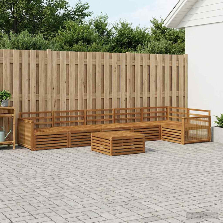 Udendørs sofagruppe 7 pcs Naturfarvet Massivt Akacietræ
