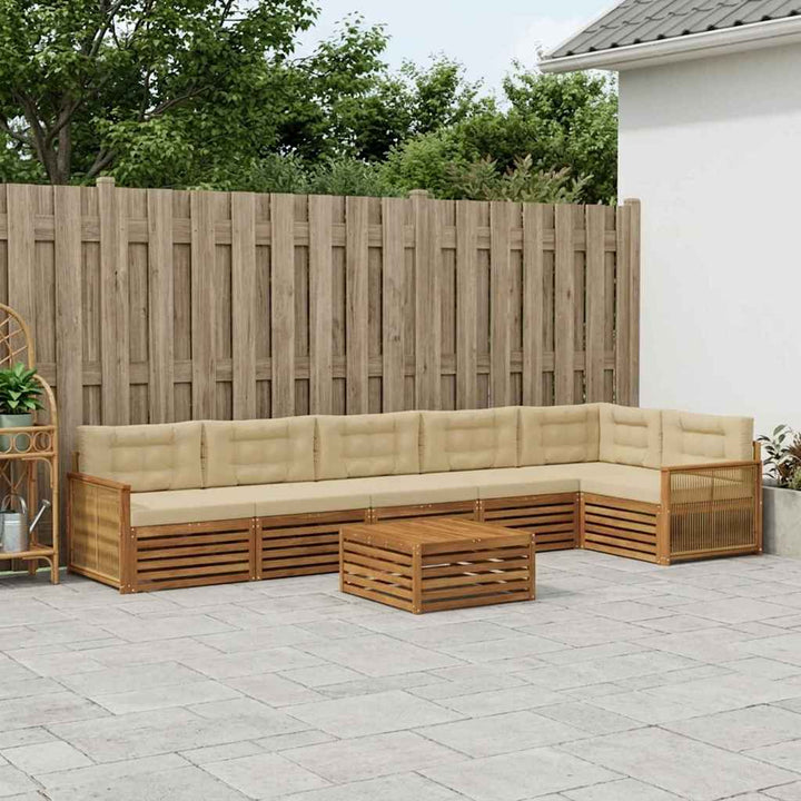 Udendørs sofagruppe med pude 7 pcs Naturlig og Beige