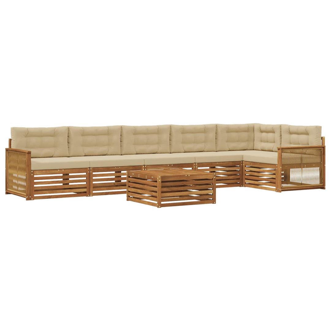 Udendørs sofagruppe med pude 7 pcs Naturlig og Beige