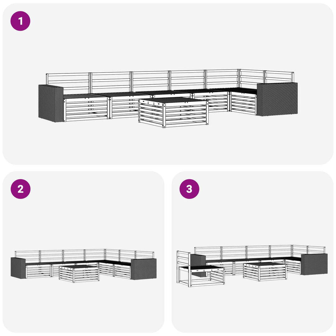 Udendørs sofagruppe 7 pcs Naturfarvet 79 x 79 x 37 cm