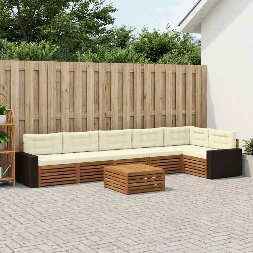 Udendørs sofagruppe 7 pcs Naturlig og Fløde 79 x 79 x 37 cm