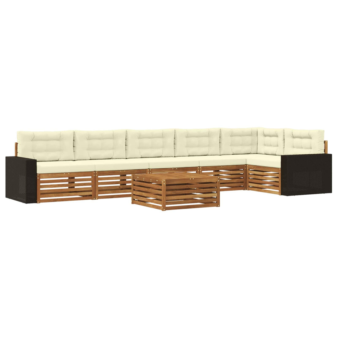 Udendørs sofagruppe 7 pcs Naturlig og Fløde 79 x 79 x 37 cm