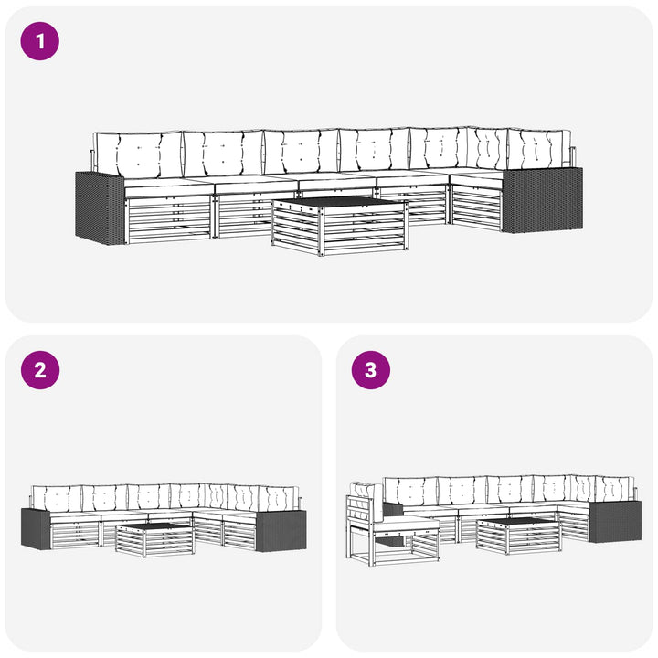 Udendørs sofagruppe 7 pcs Naturlig og Fløde 79 x 79 x 37 cm