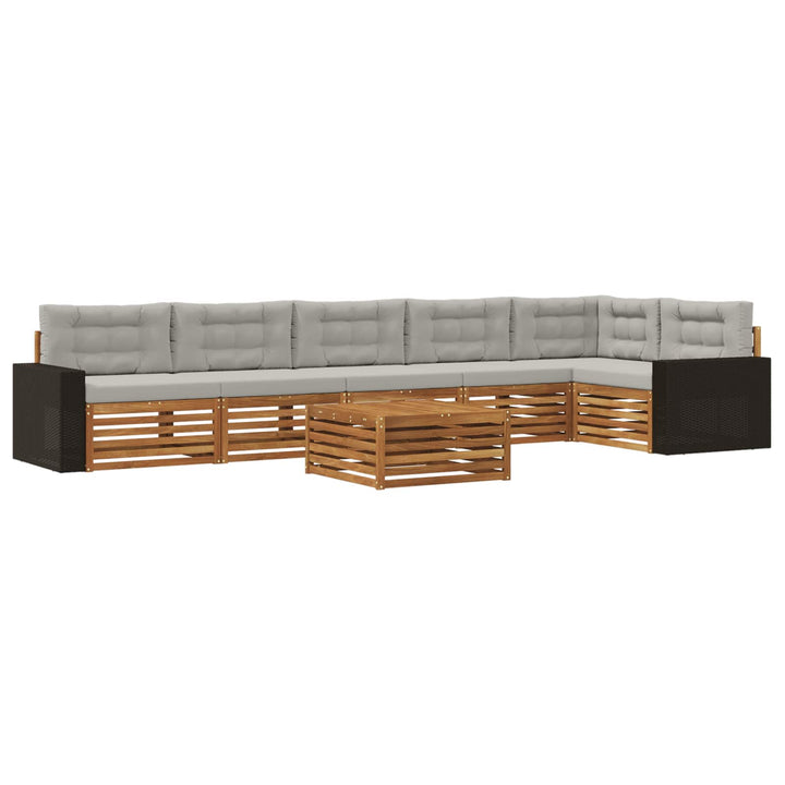 Udendørs sofagruppe 7 pcs Naturfarvet og lysegrå Polyester