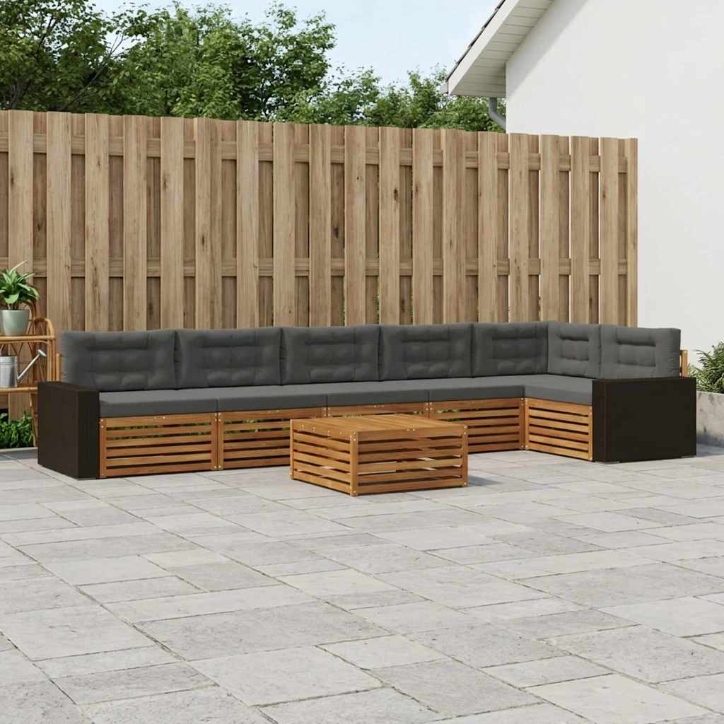 Udendørs sofagruppe 7 pcs Naturlig og Antracit 79 x 79 x 37 cm