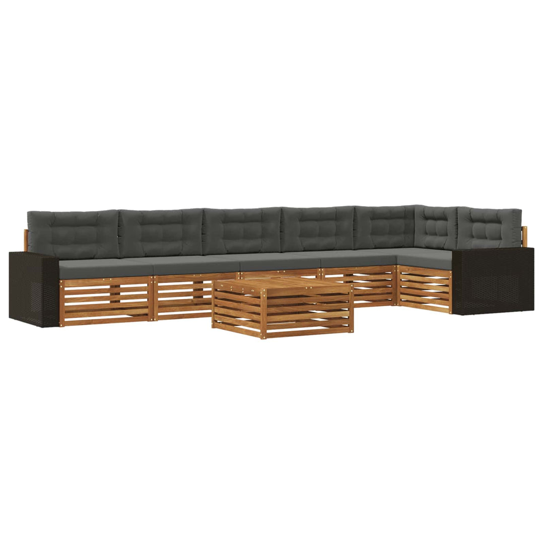 Udendørs sofagruppe 7 pcs Naturlig og Antracit 79 x 79 x 37 cm