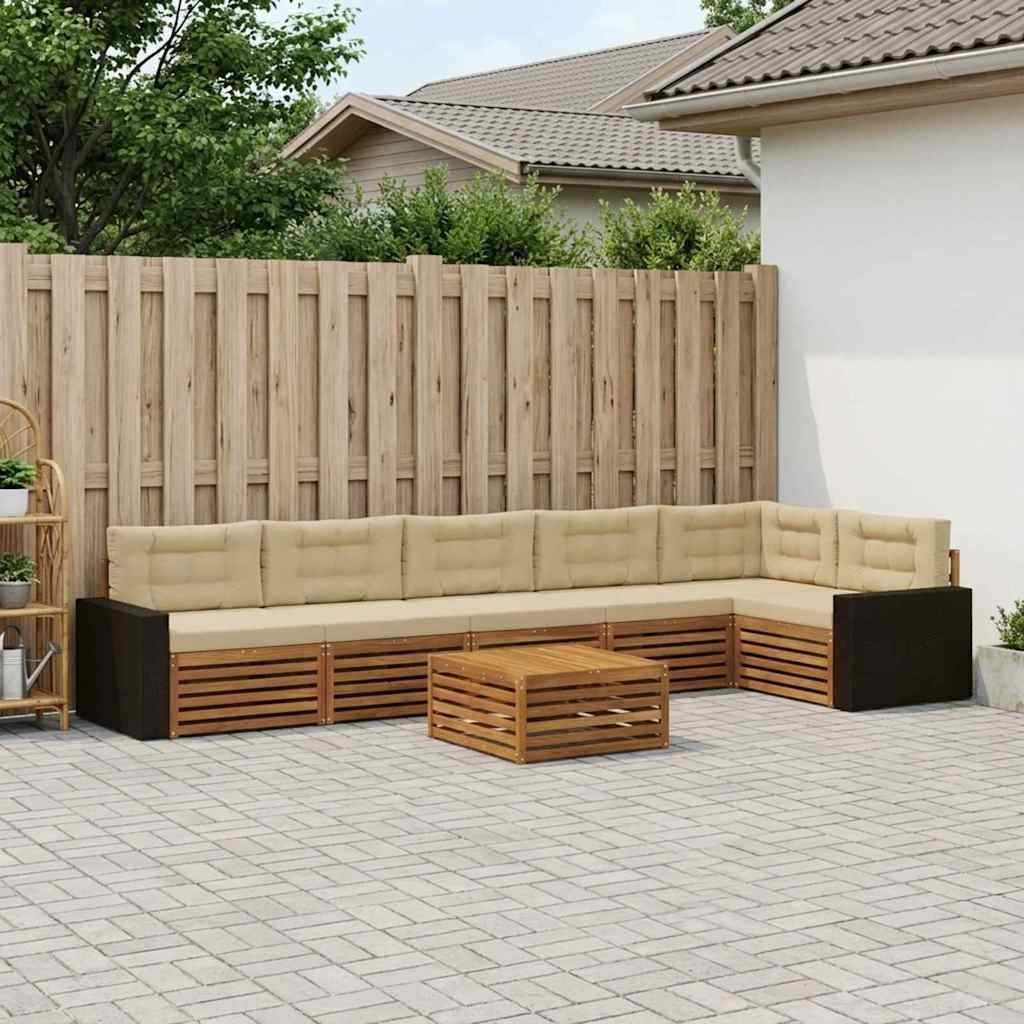 Udendørs sofagruppe 7 pcs Naturlig og Beige 79 x 79 x 37 cm
