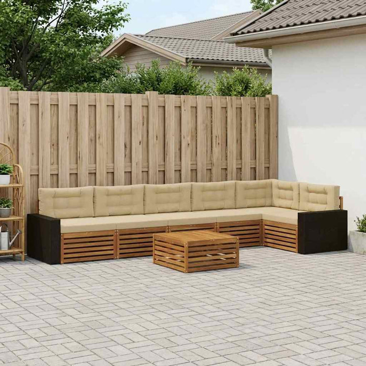 Udendørs sofagruppe 7 pcs Naturlig og Beige 79 x 79 x 37 cm