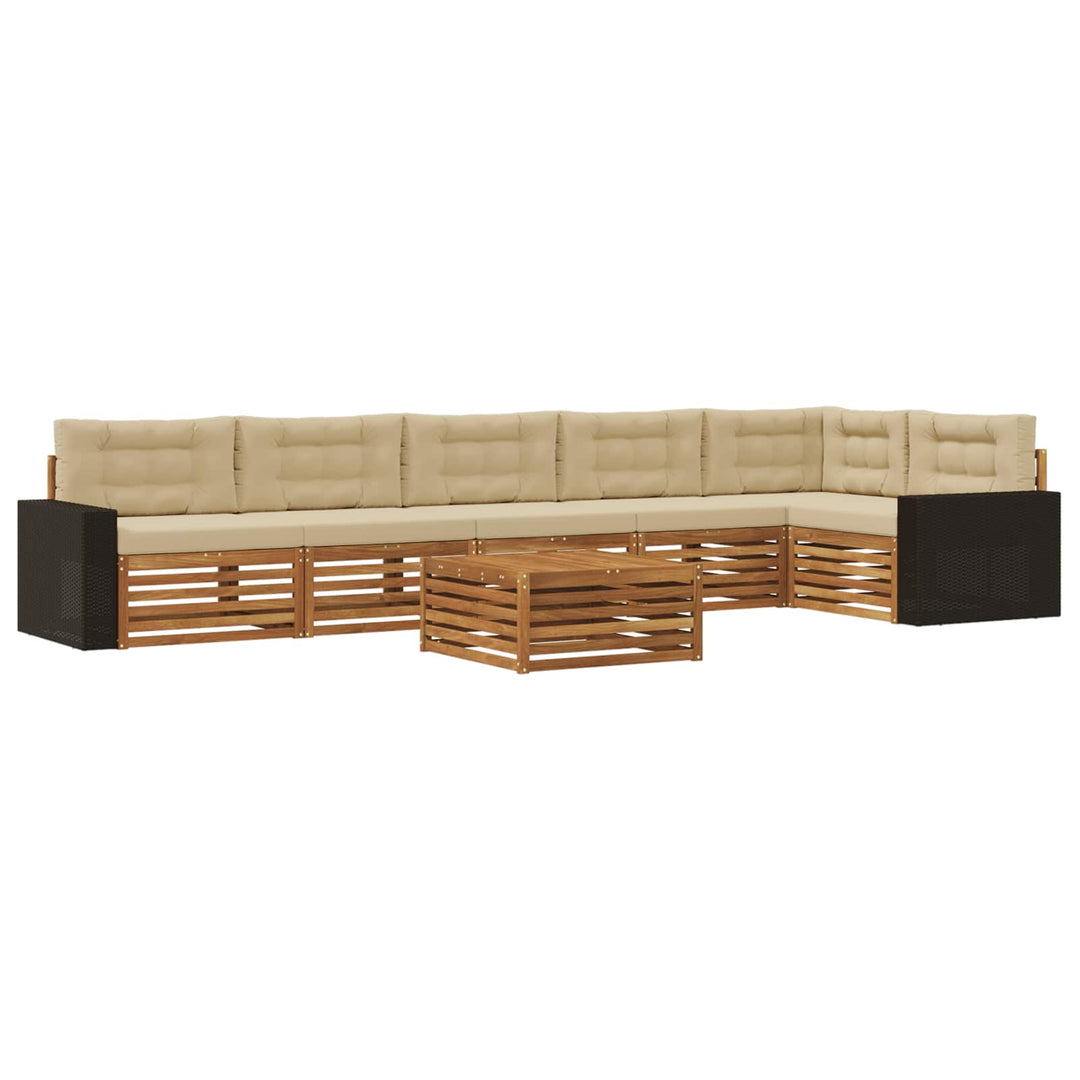 Udendørs sofagruppe 7 pcs Naturlig og Beige 79 x 79 x 37 cm