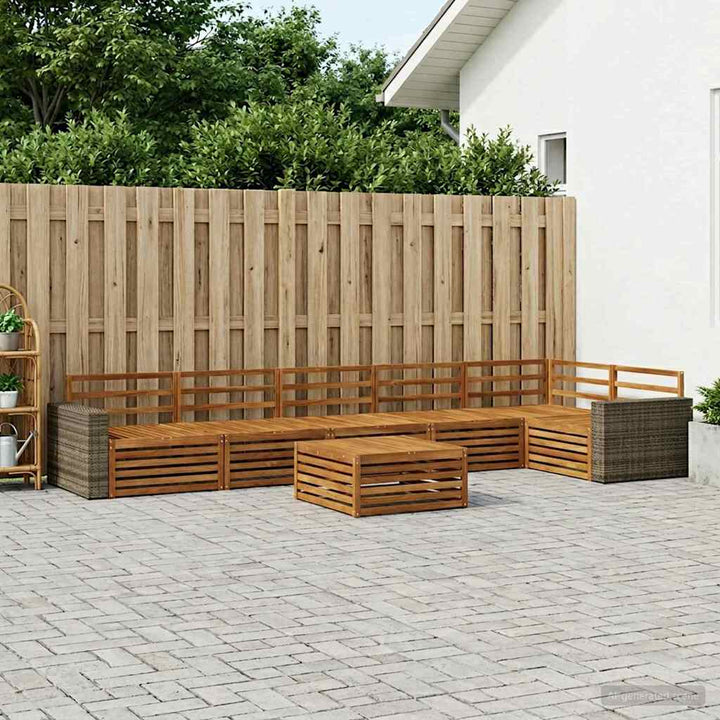 Udendørs sofagruppe 7 pcs Naturfarvet 79 x 79 x 37 cm