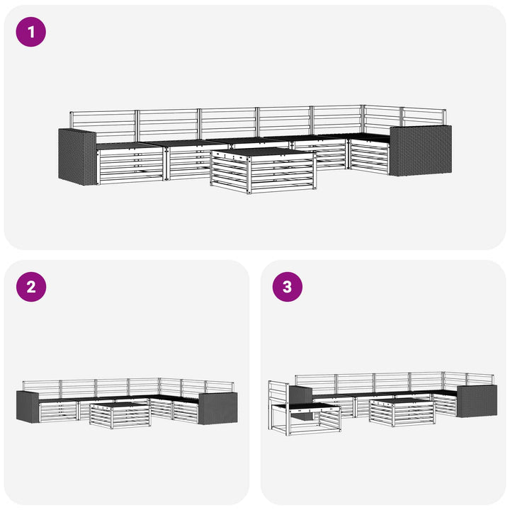 Udendørs sofagruppe 7 pcs Naturfarvet 79 x 79 x 37 cm