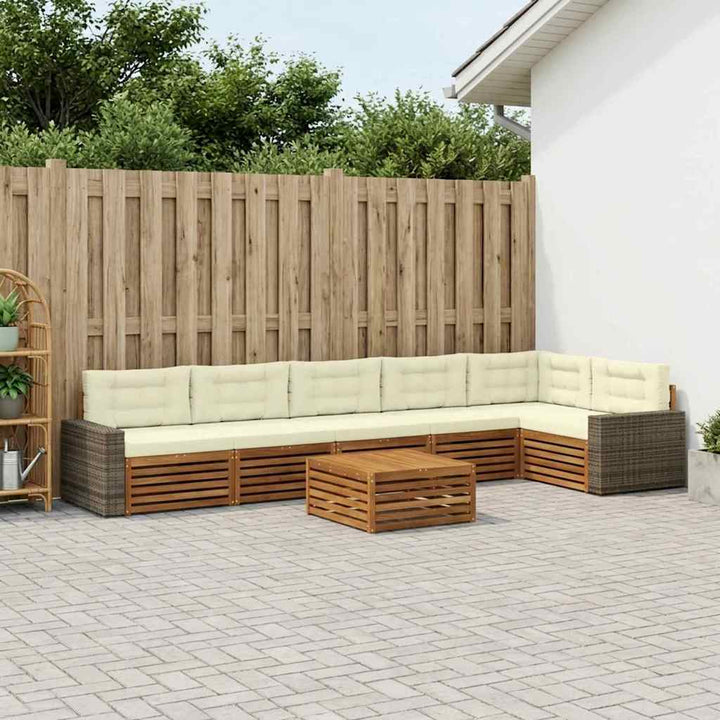 Udendørs sofagruppe 7 pcs Naturlig og Fløde 79 x 79 x 37 cm