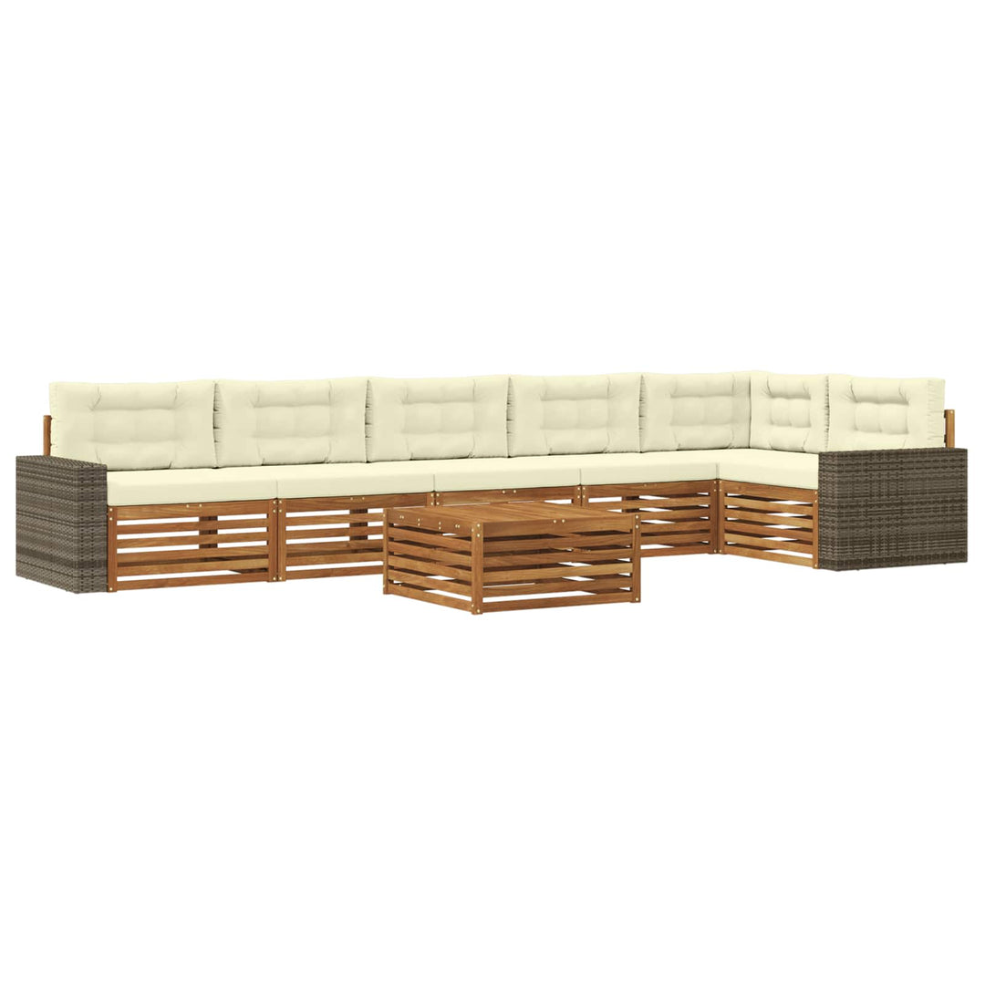 Udendørs sofagruppe 7 pcs Naturlig og Fløde 79 x 79 x 37 cm