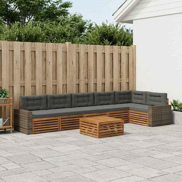Udendørs sofagruppe 7 pcs Naturlig og Antracit 79 x 79 x 37 cm