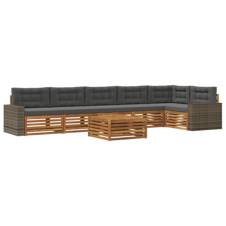 Udendørs sofagruppe 7 pcs Naturlig og Antracit 79 x 79 x 37 cm