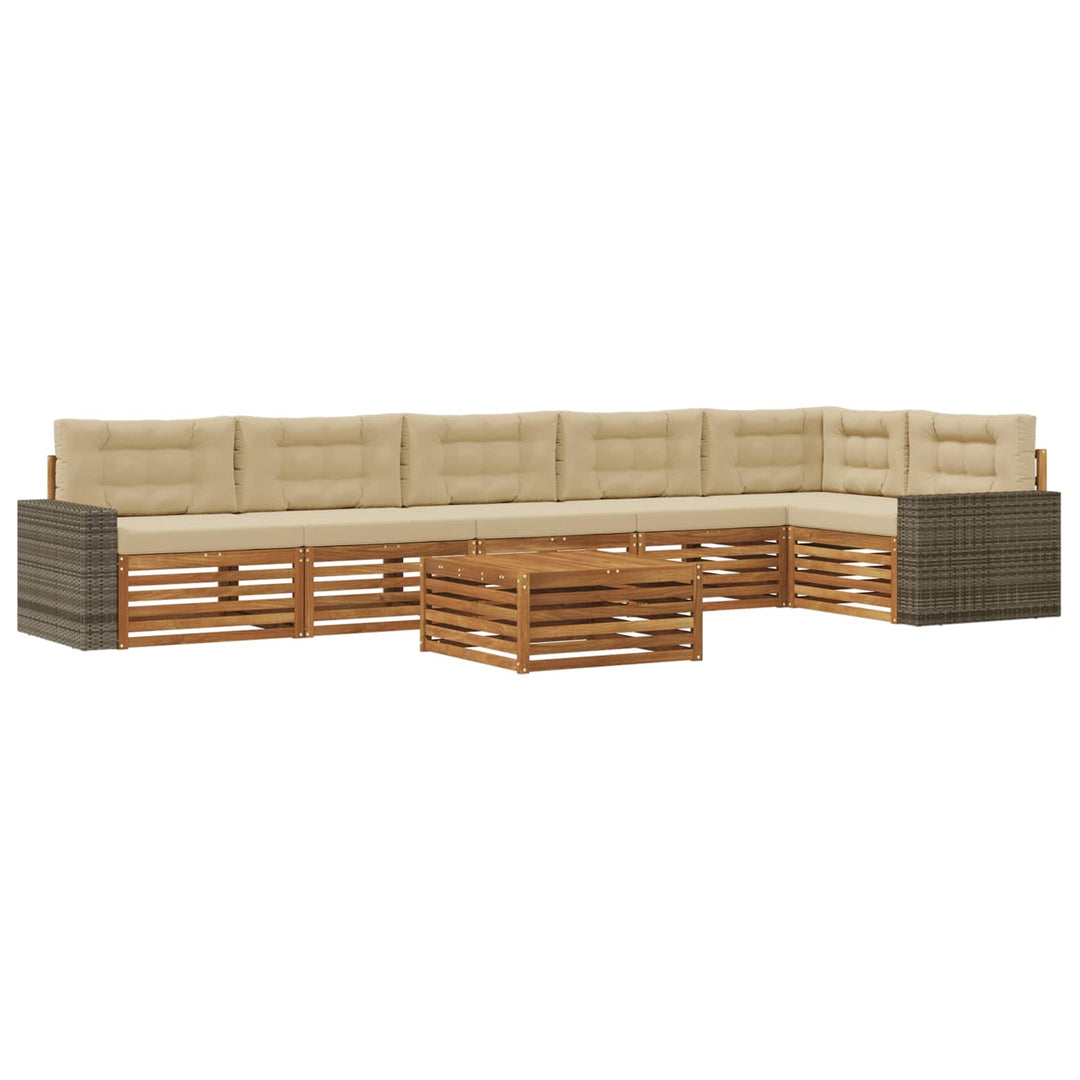 Udendørs sofagruppe 7 pcs Naturlig og Beige 79 x 79 x 37 cm