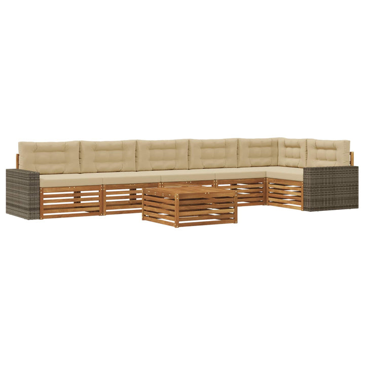 Udendørs sofagruppe 7 pcs Naturlig og Beige 79 x 79 x 37 cm