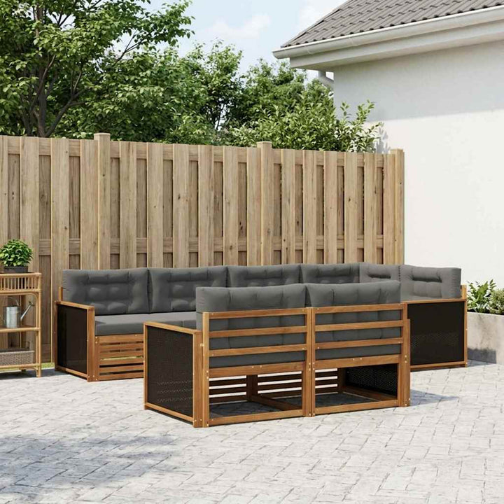 Udendørs sofagruppe med pude 7 pcs Naturlig og Antracit