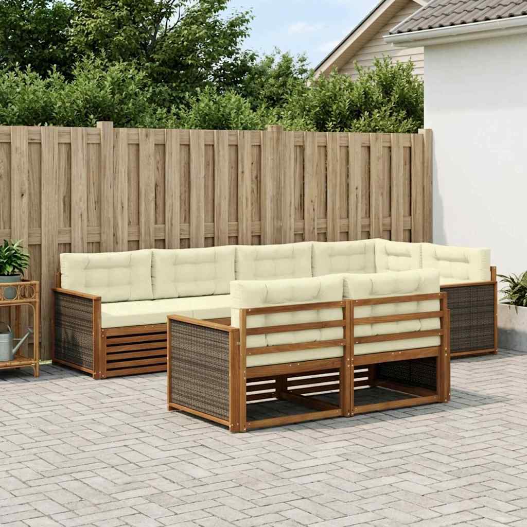 Udendørs sofagruppe 7 pcs Naturlig og Fløde