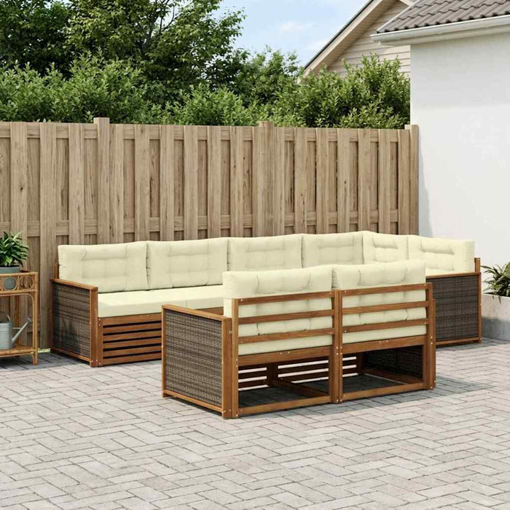 Udendørs sofagruppe 7 pcs Naturlig og Fløde