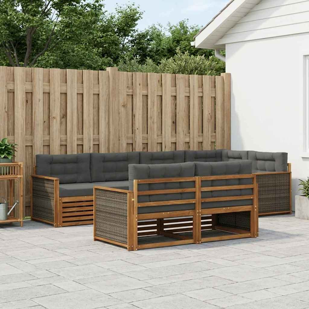 Udendørs sofagruppe med pude 7 pcs Naturlig og Antracit